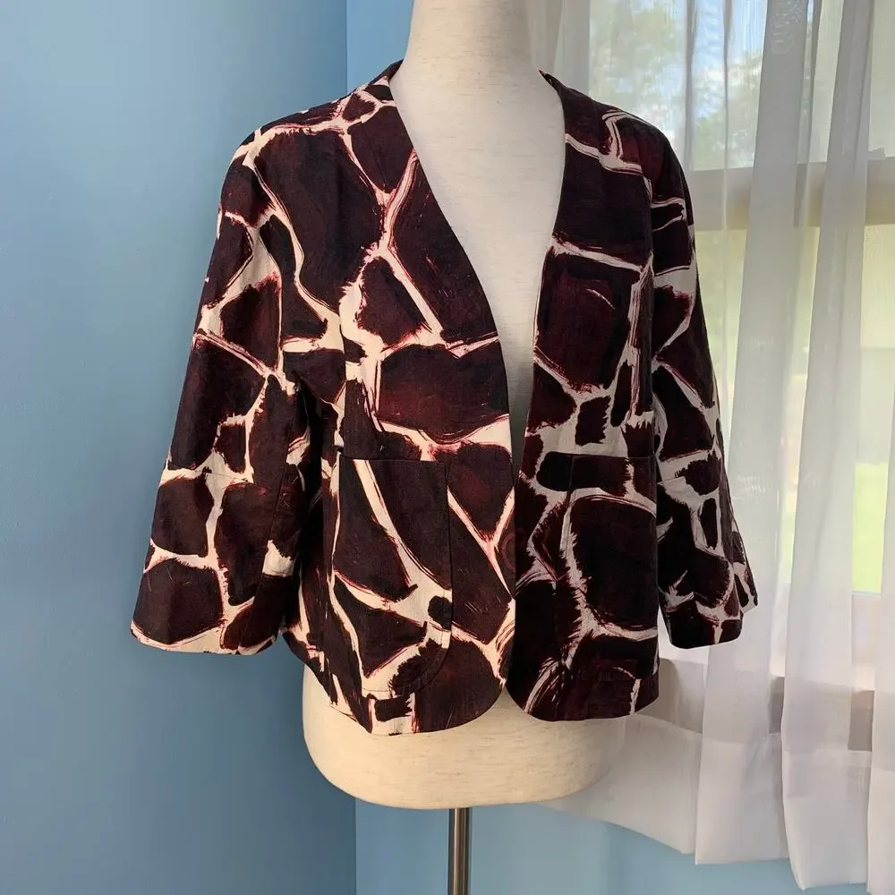 Anthropologie Leifsdottir Linen Blend Giraffe Jacket Size 6 - Picture 6 of 8
